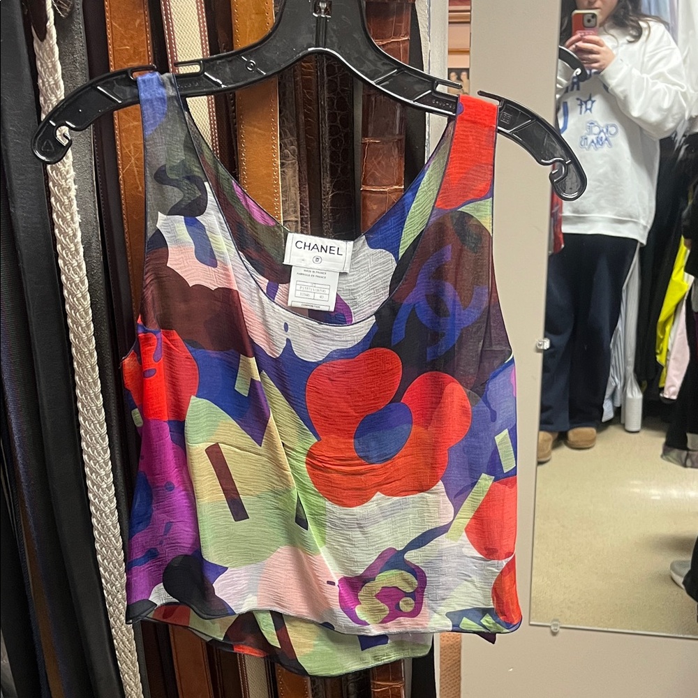 Chanel Colorful Floral jacket, tank, and skirt